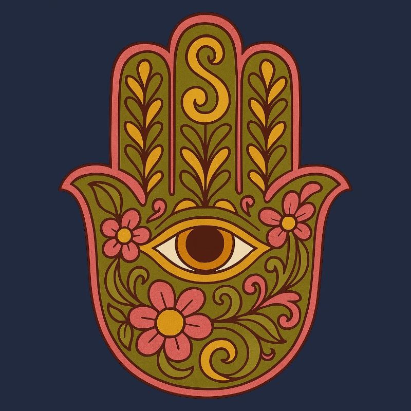 Hamsa Eye Floral Boho Artwork