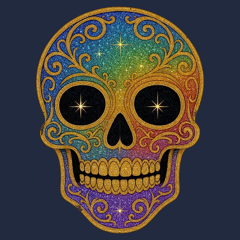 Rainbow Glitter Sugar Skull