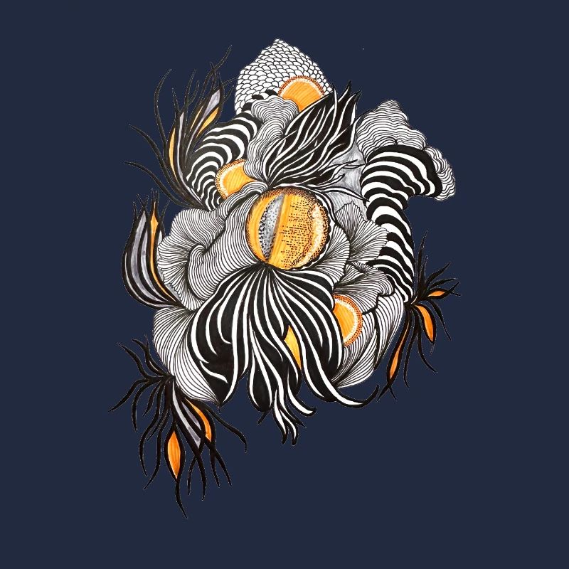 Noir Blossoms Orange Accents