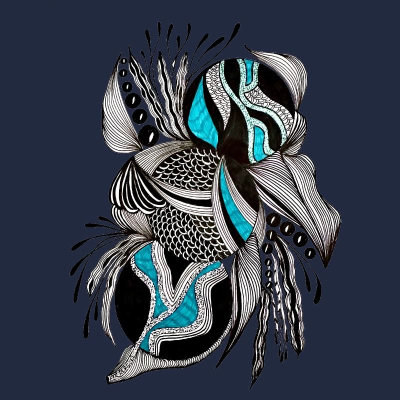 BlackTurquoise Scale Pattern