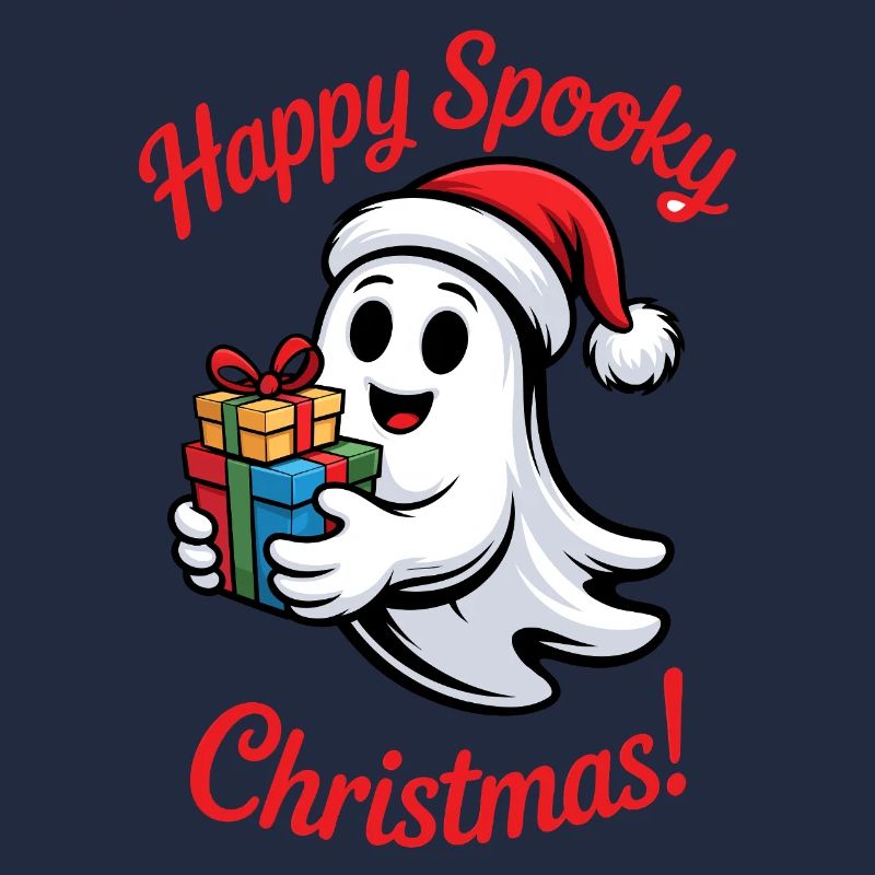 Spooky Christmas ghost with gift