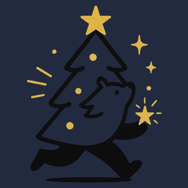 Weihnachtswolf und Sternenbaum