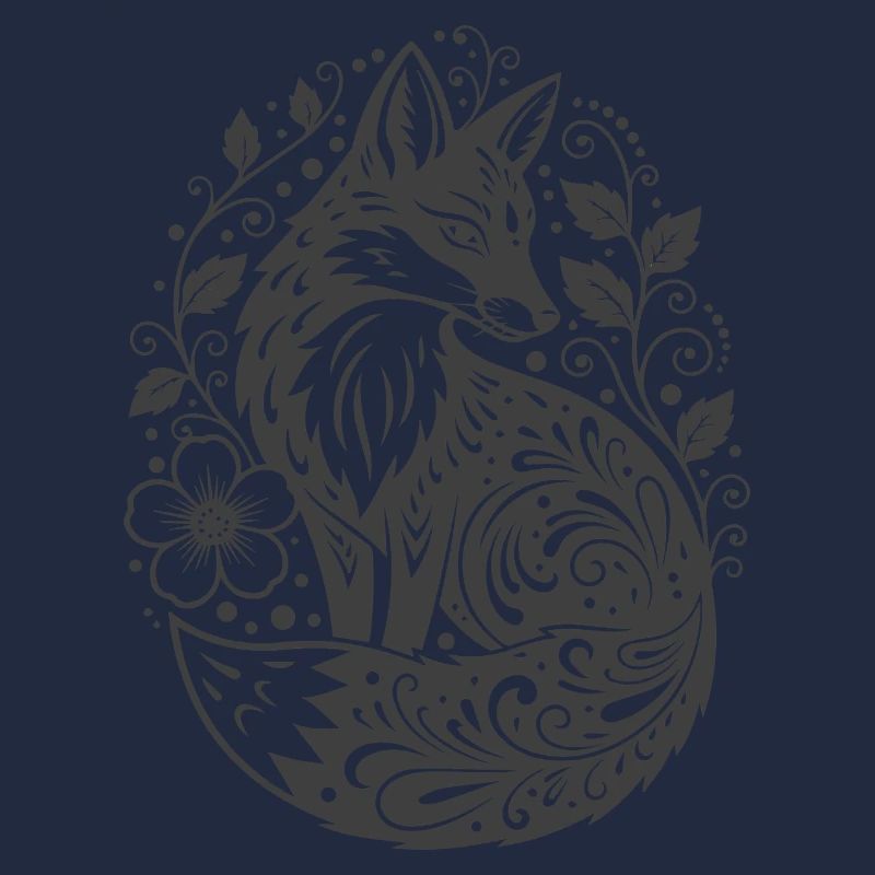 Ornamentfuchs mit Blütenranken