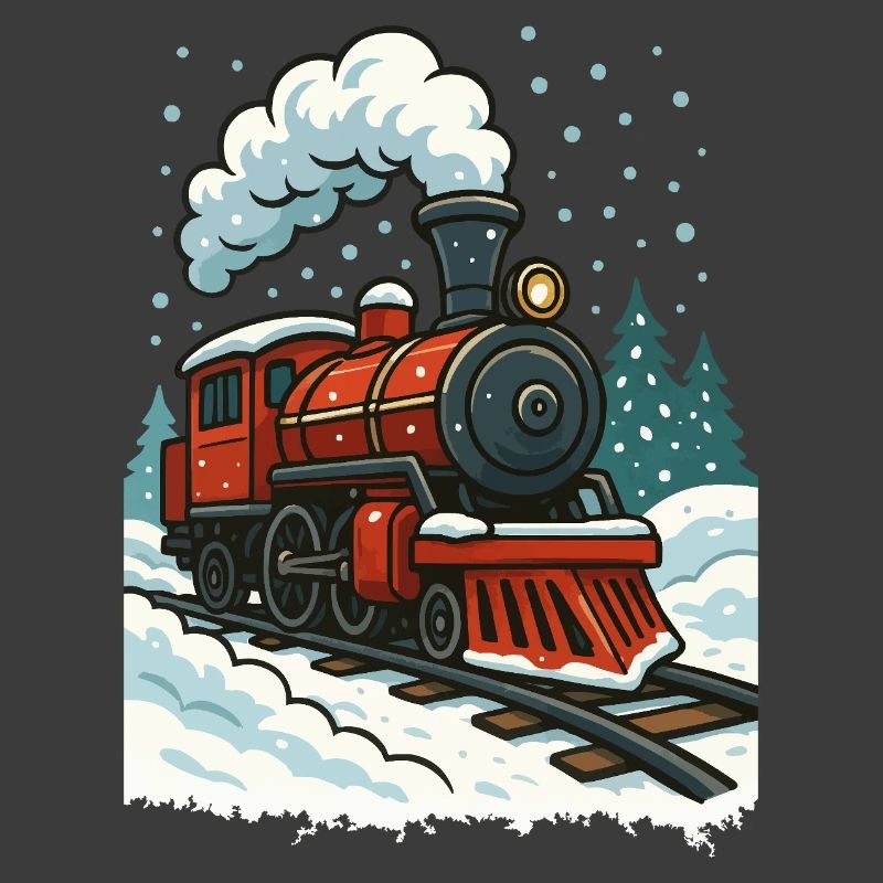 Winterliche Dampflok Comic