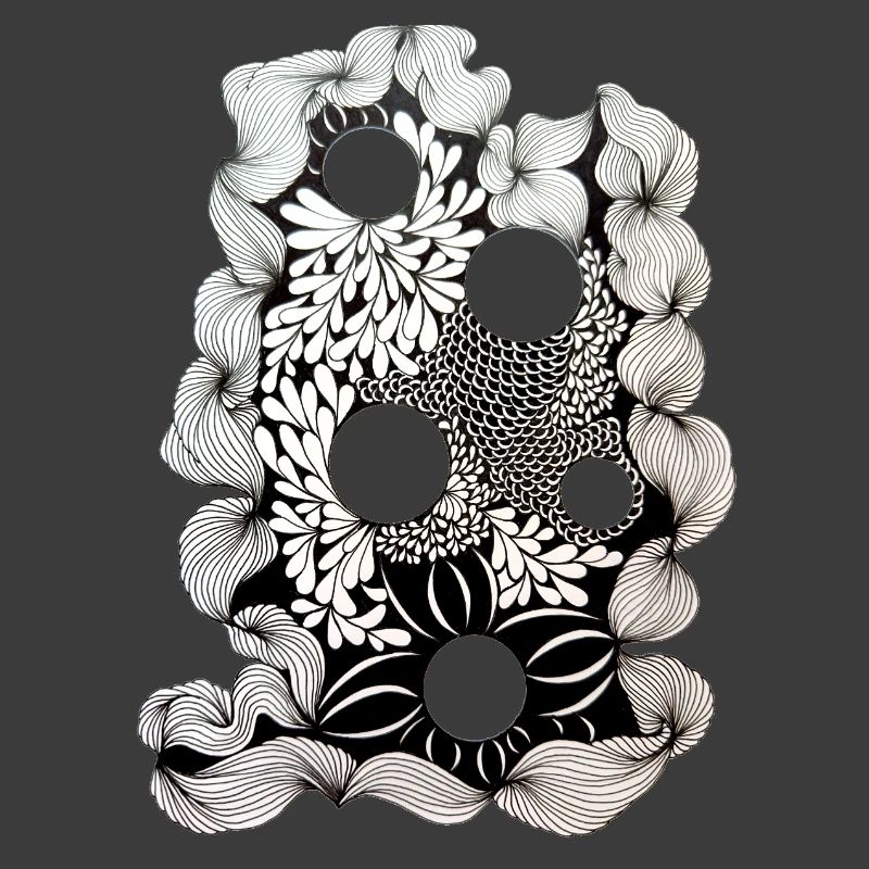 Black Flower Ring Pattern