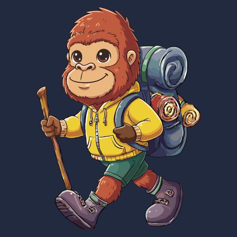 Cute Bigfoot Hiking Camping Adventure Backpacker