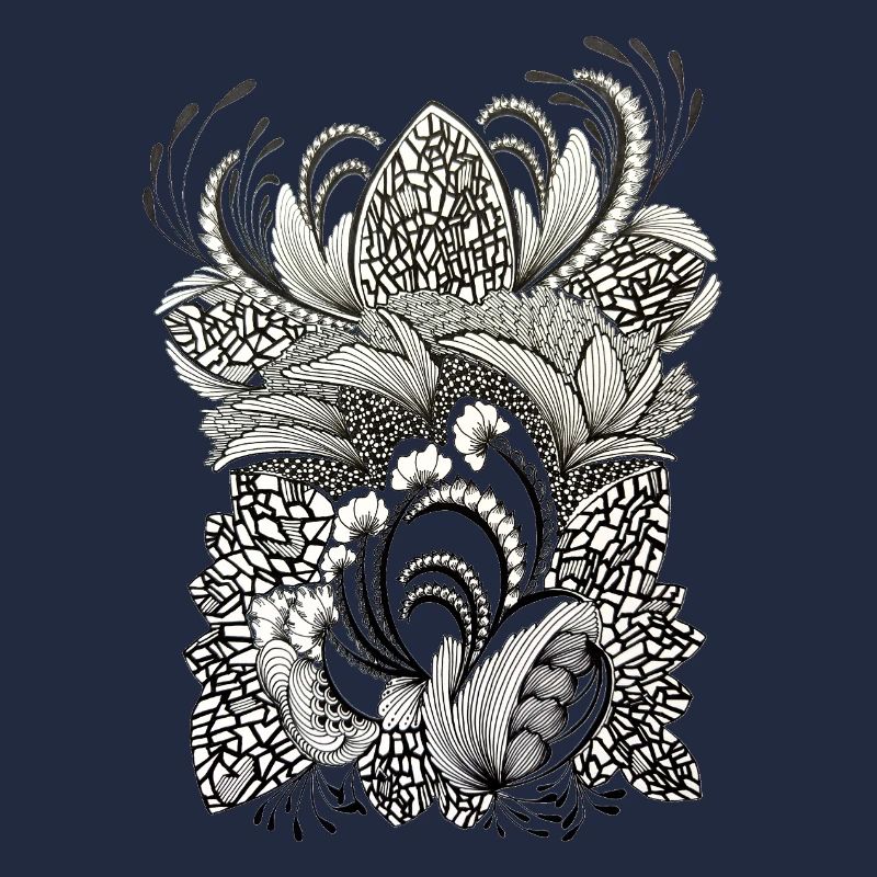 Black and White Flower Branches Pattern