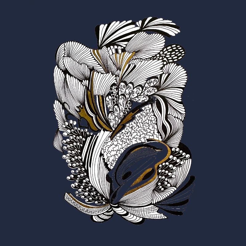 Accent doré du feuillage noir