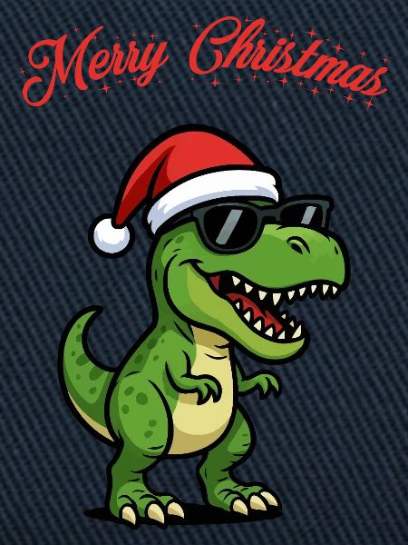 Christmas Dino with Sunglasses