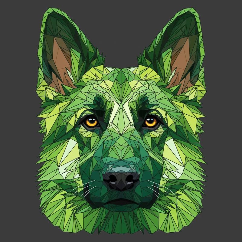 Grüner Polygonwolf