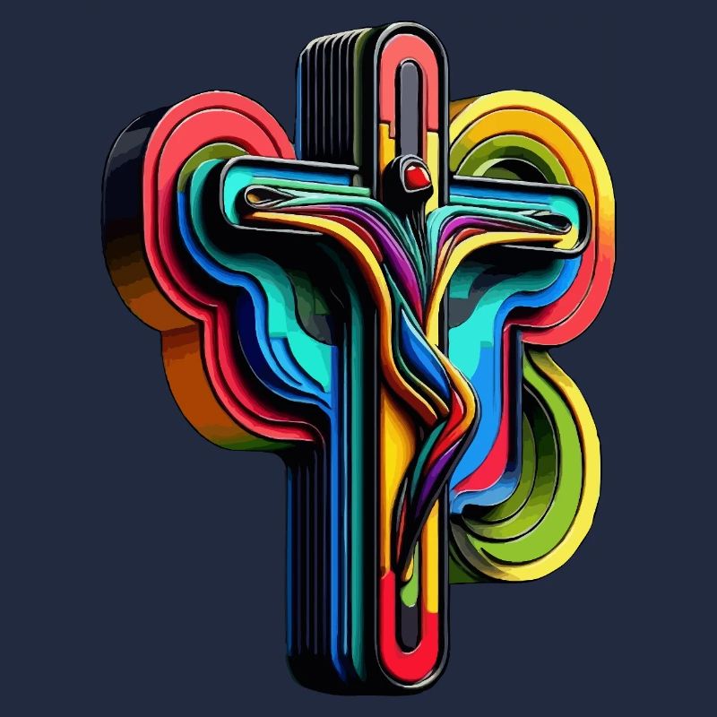 Lebendige Regenbogenkreuz-Popkunst