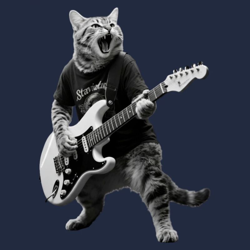 Rockkatze mit E-Gitarre