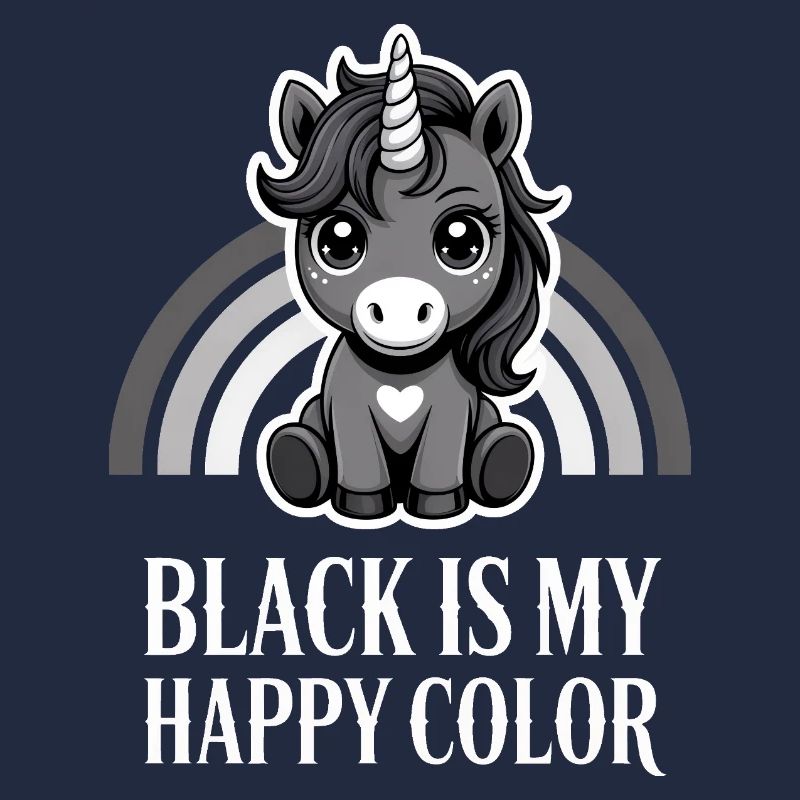 Licorne Noire Joyeuse Couleur