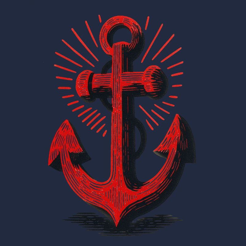 Rotes Anker Sonnenstrahl Muster