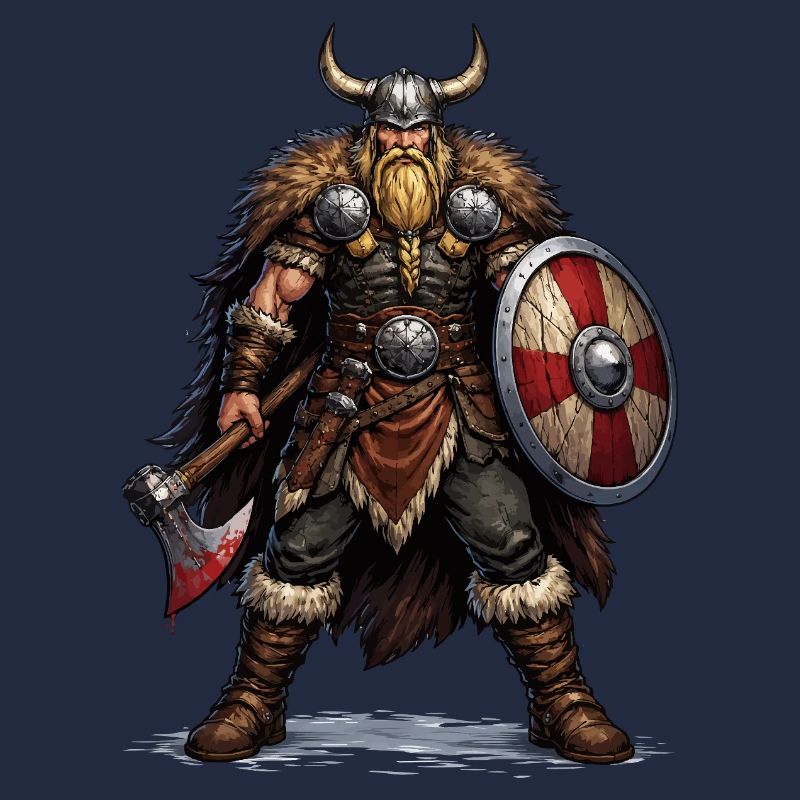 Viking Warrior with Shield and Axe