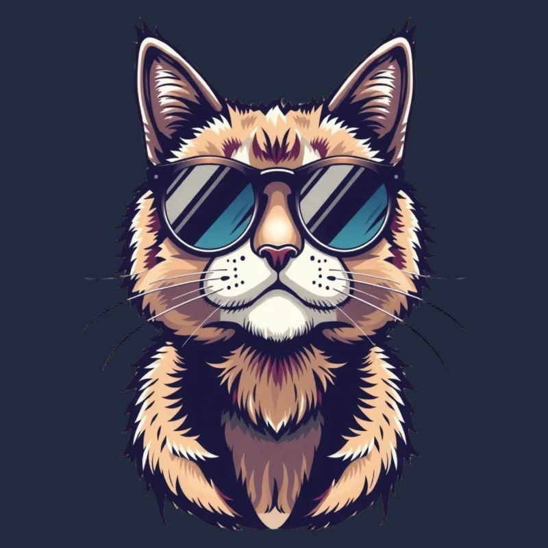 cool cat with sunglasses tiger cat