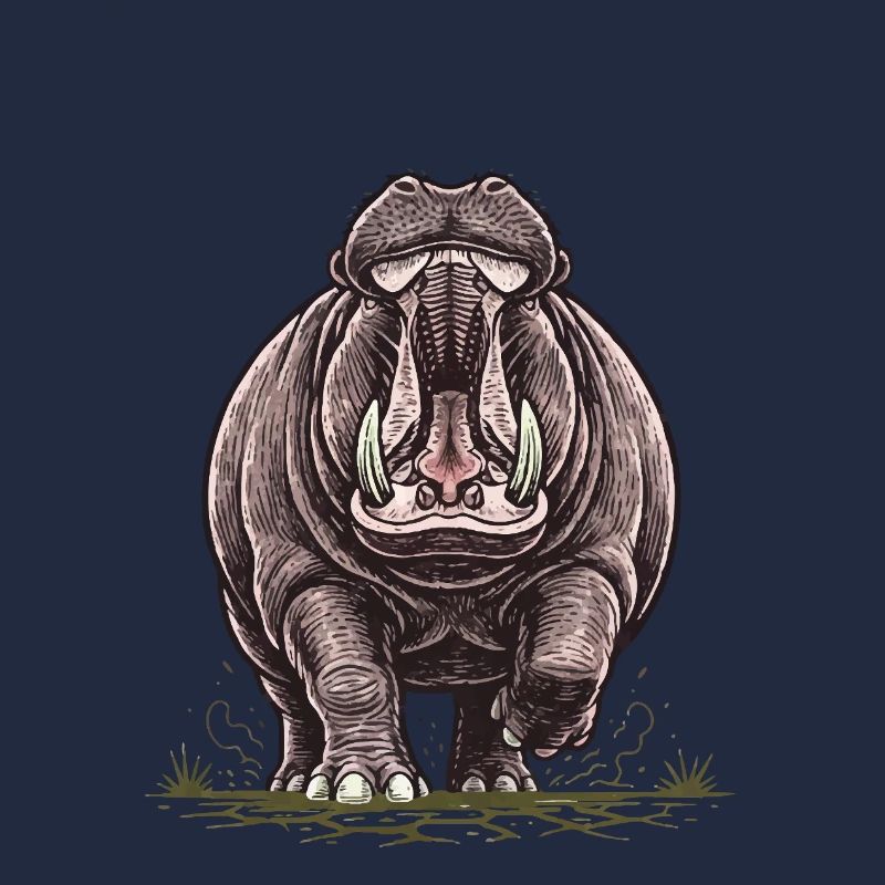 Hippopotame en Charge Puissance Sauvage