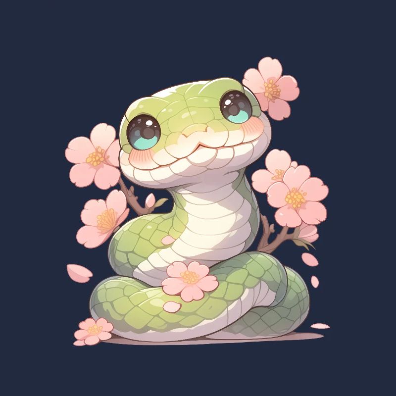 Kawaii Snake Sakura - Année du Chibi du Serpent