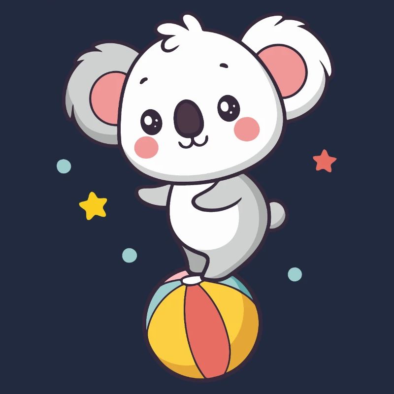 Koala mignon sur ballon arc en ciel