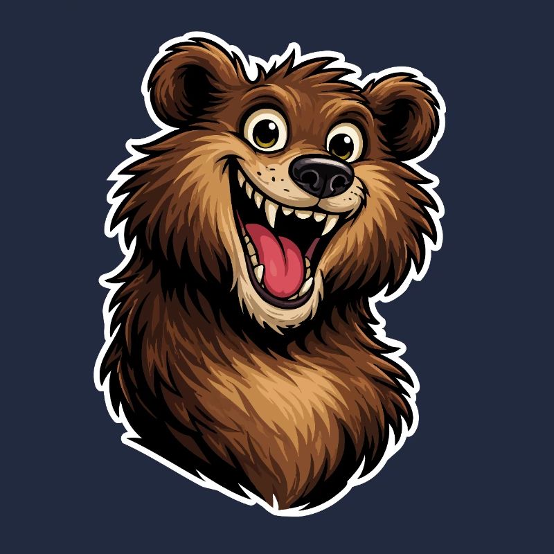 Tête d’ours joyeuse dans un style dessin animé.