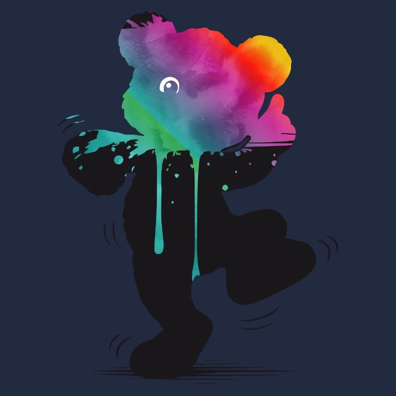 Rainbow Bear Silhouette with Watercolor Gradient