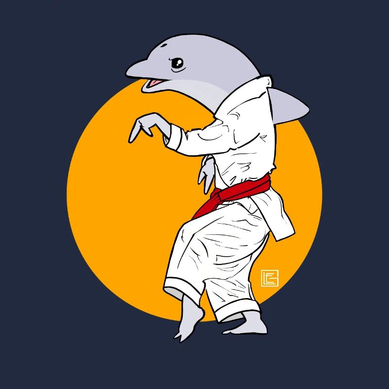 Karate-Delfin im Kimono
