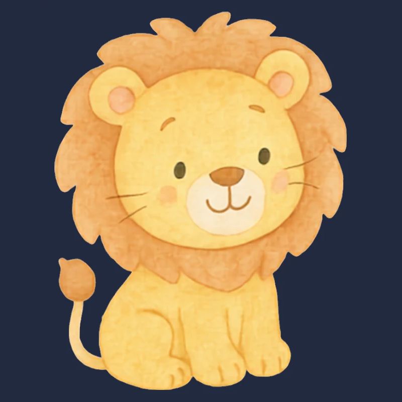 Mignon petit lion à  l’aquarelle