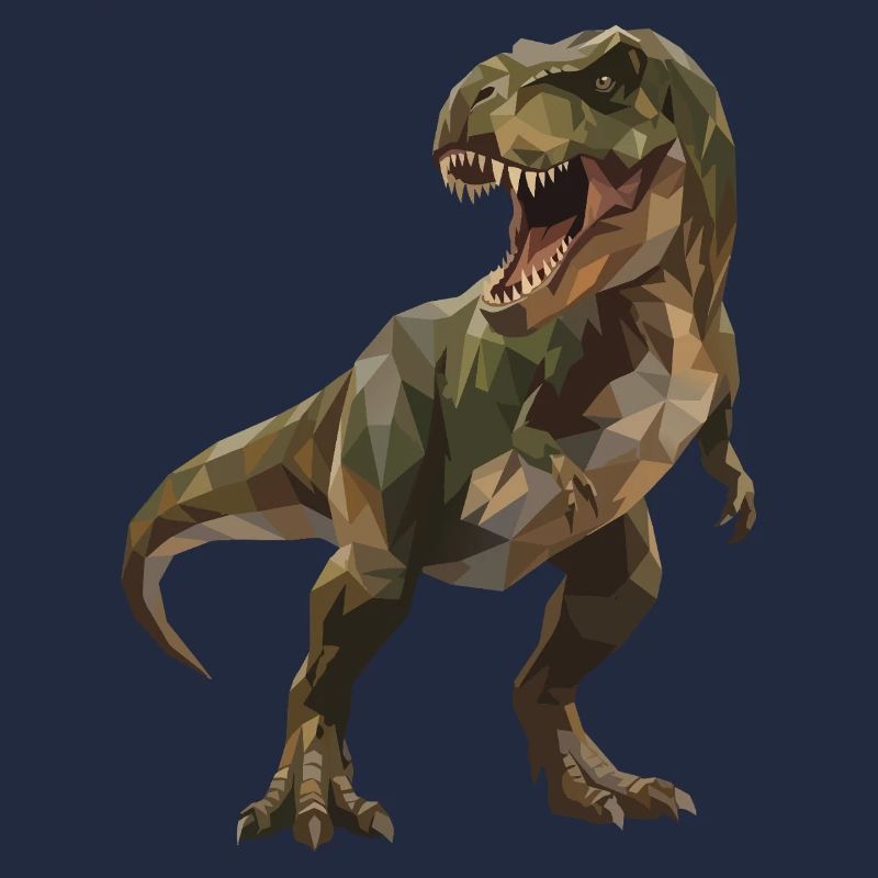 Style géométrique T-Rex vert Low Poly Camo
