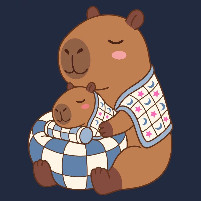 Erster Muttertag, Baby Capybara auf einem Sitzsack