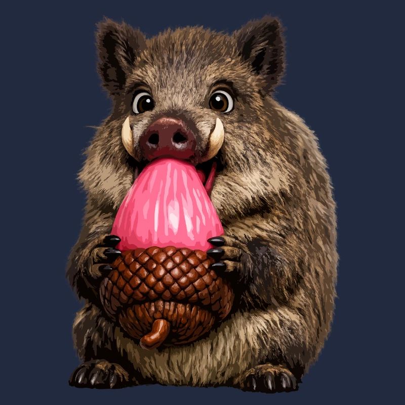 Wildschwein mit rosa Eichel