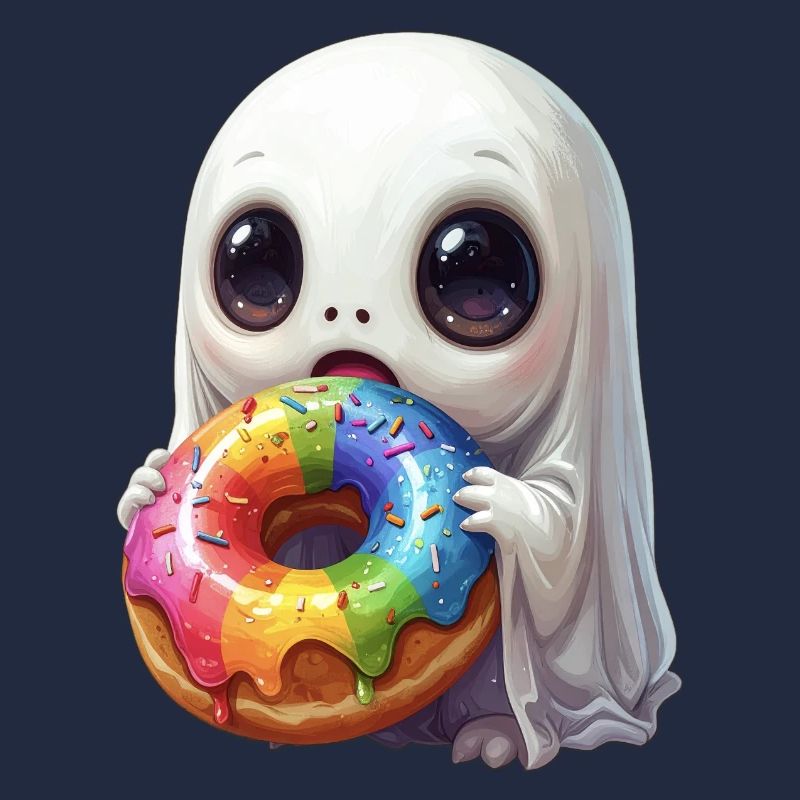 Fantôme de beignet flippant et mignon