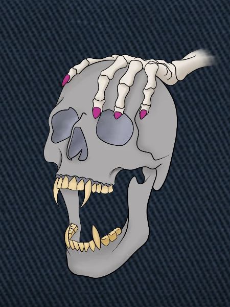 Schädel mit Hand