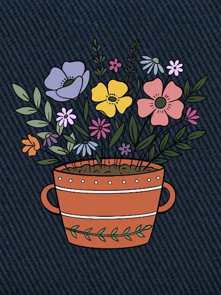 Blumen im Terrakotta-Topf