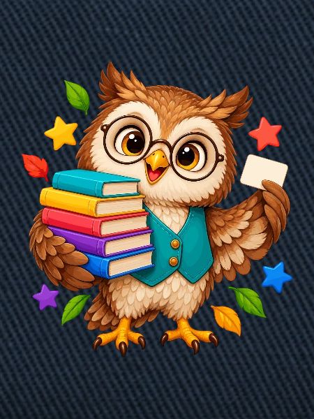 Lernende Eule mit Büchern