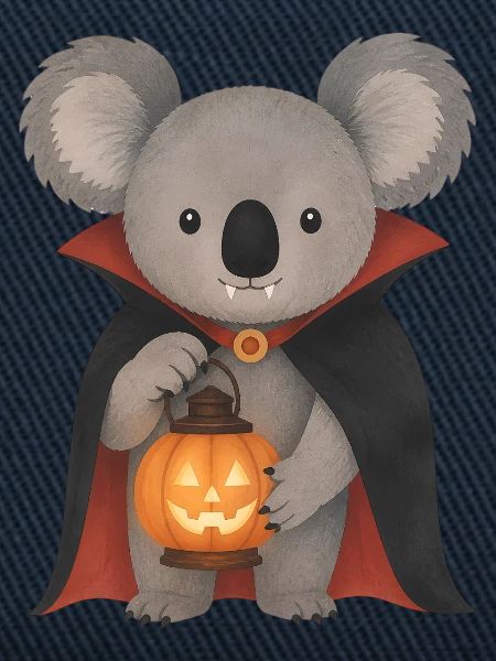 Vampirkoala und Kürbislaterne