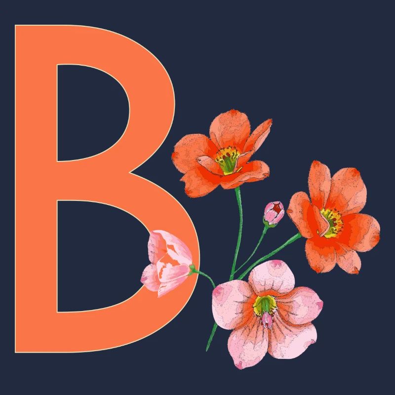 B avec des fleurs