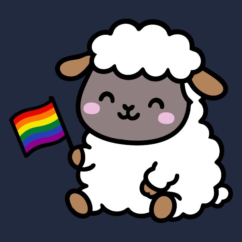 Kleines Pride-Schaf mit Regenbogenfahne