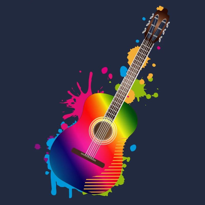 Akustik Gitarren Graffiti in Regenbogenfarben