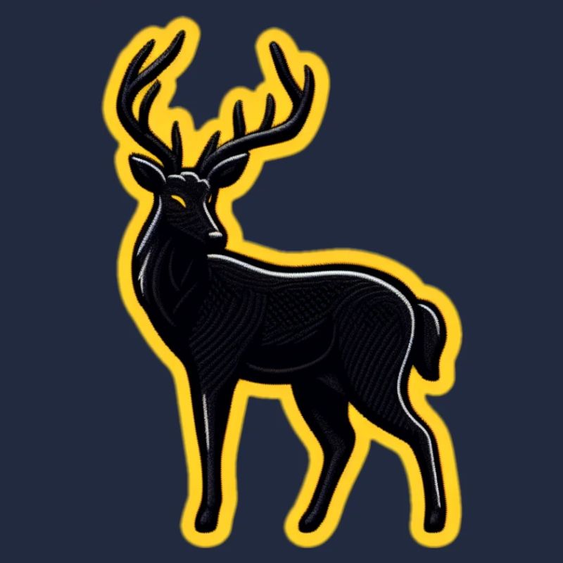 Schwarzer Hirsch mit Neon-Kontur