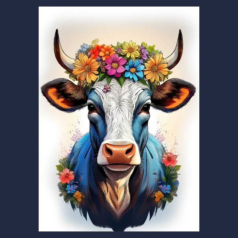 Vache avec couronne de fleurs