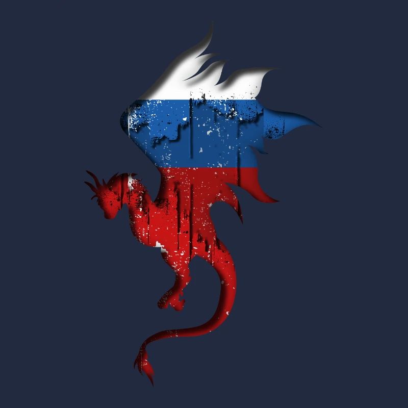 Drapeau de la Russie - Russie - Silhouette de dragon