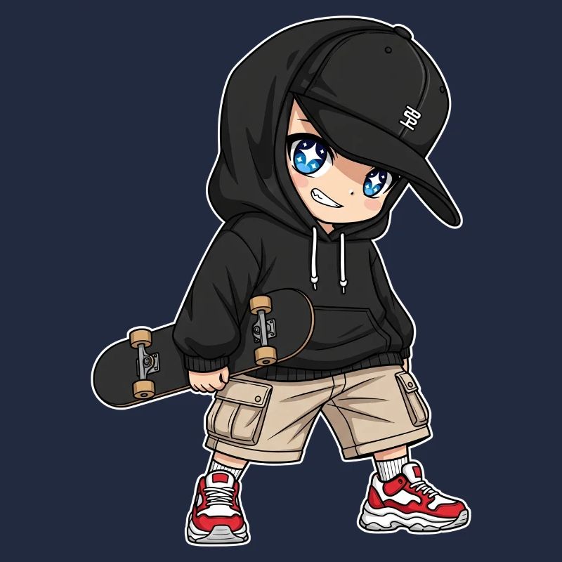 Conception de dessin animé de skateboarder urbain