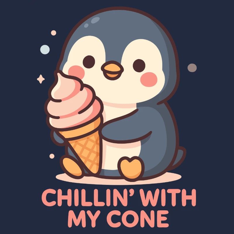 Pingouin mignon avec un design de cornet de glace