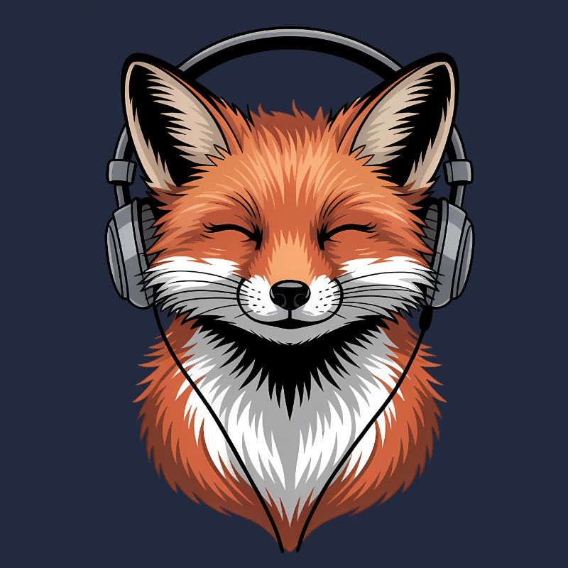Fuchs mit Kopfhörern