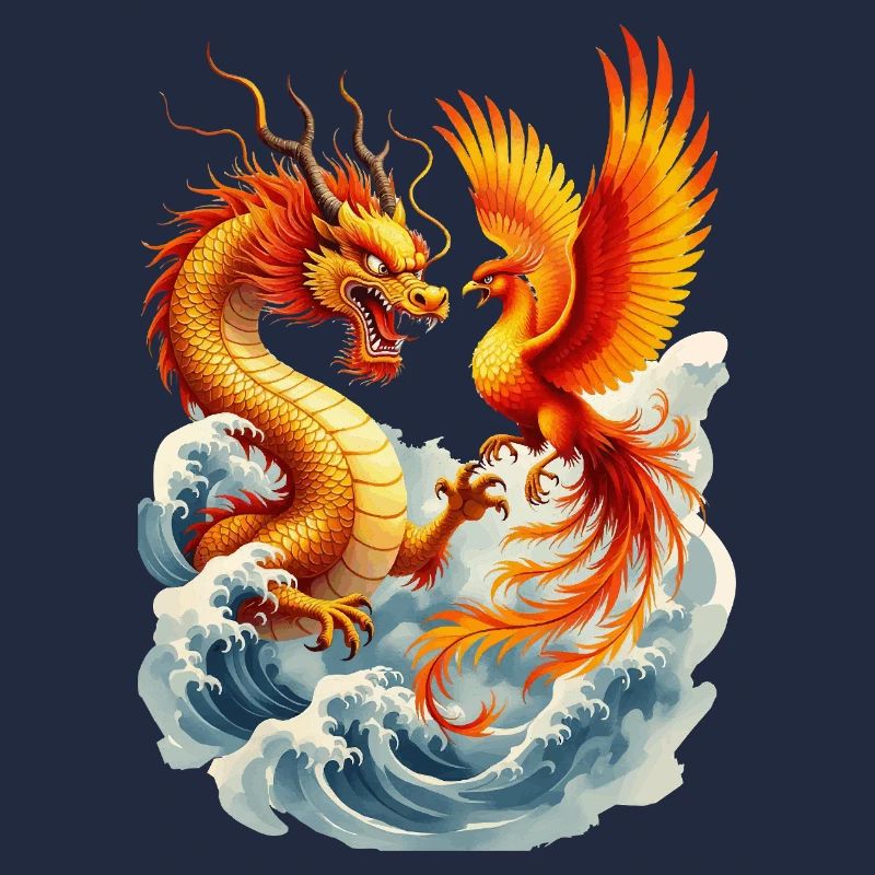 Dragon and Phoenix vector