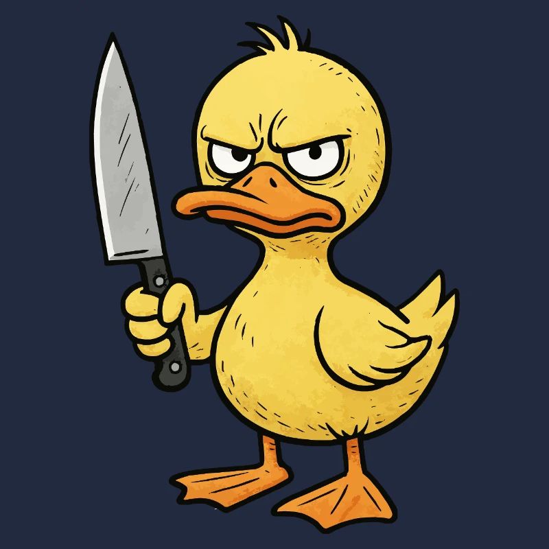 Wütendes Entenküken mit Messer