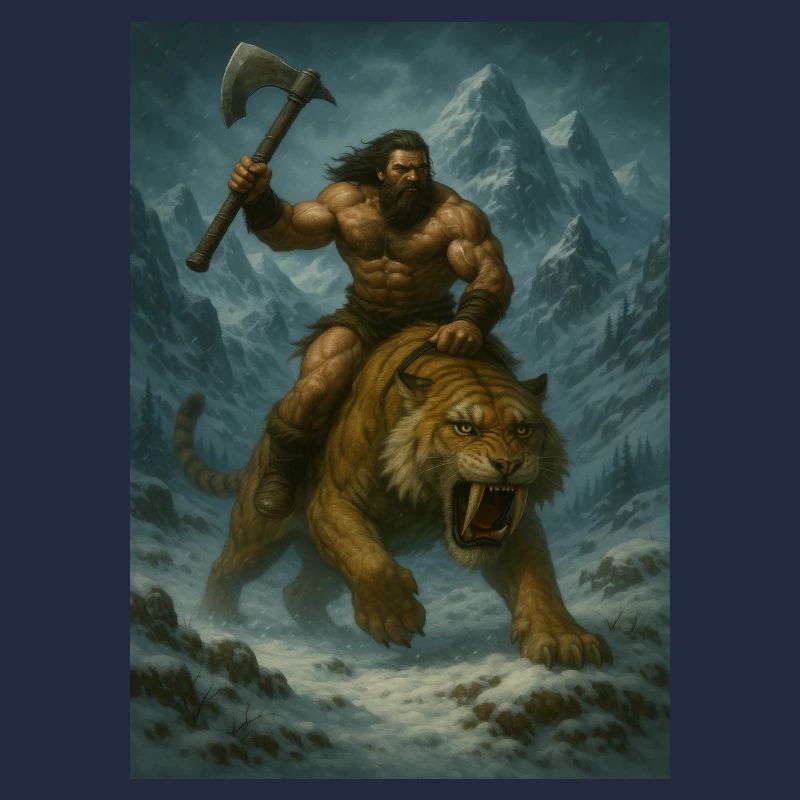 Wild Warrior on Sabertooth Tiger – Art