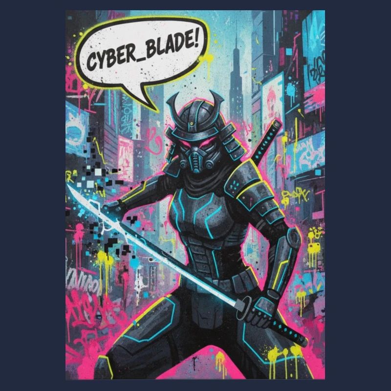 Cyber Samurai Neon Graffiti