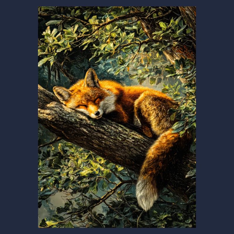 Sleeping Fox in Sunlit Forest