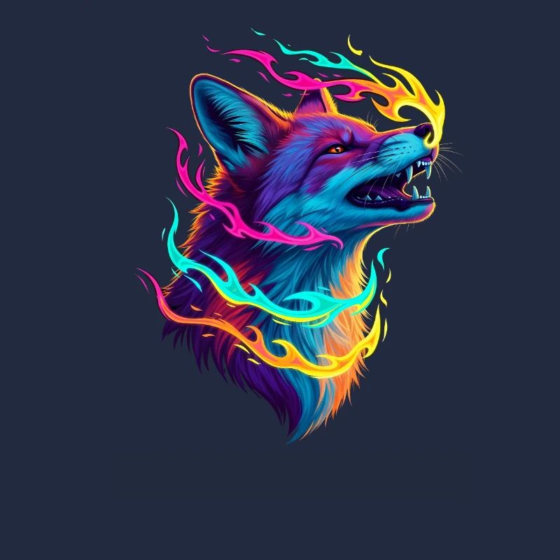 Neon Wolf Flame Spell